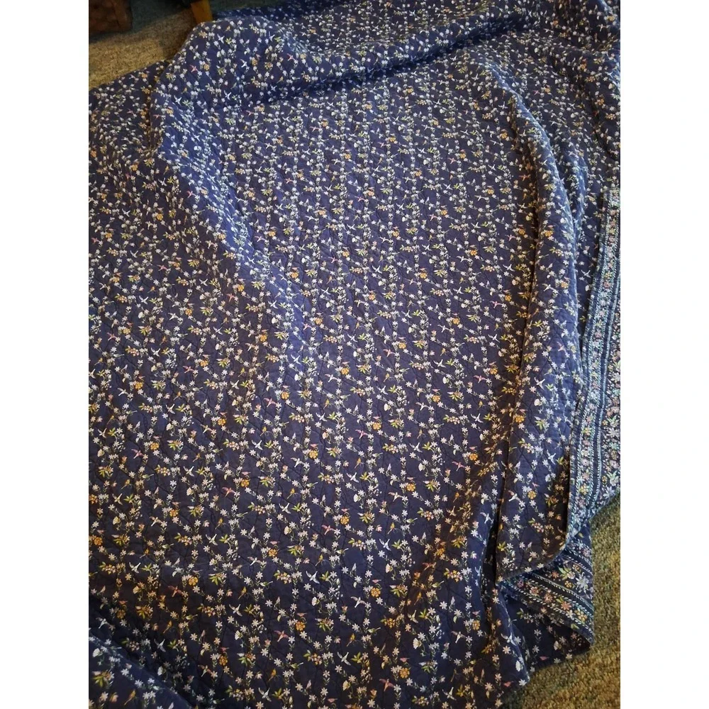 French Purple Paisley Quilt 86X90 Reversible Cotton Lightweight Cottagecore